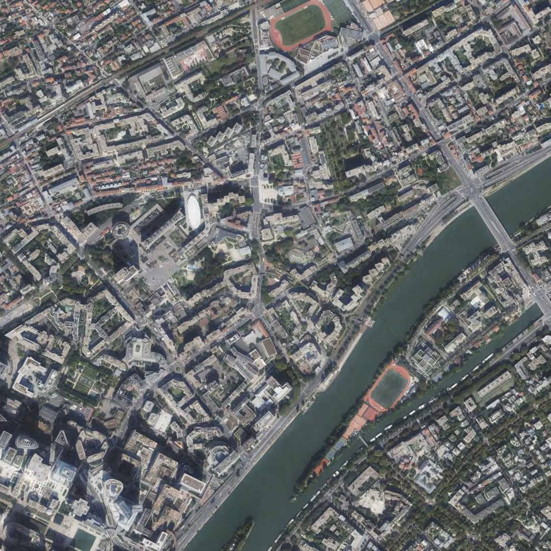 Courbevoie aujourd'hui, le centre vu du ciel