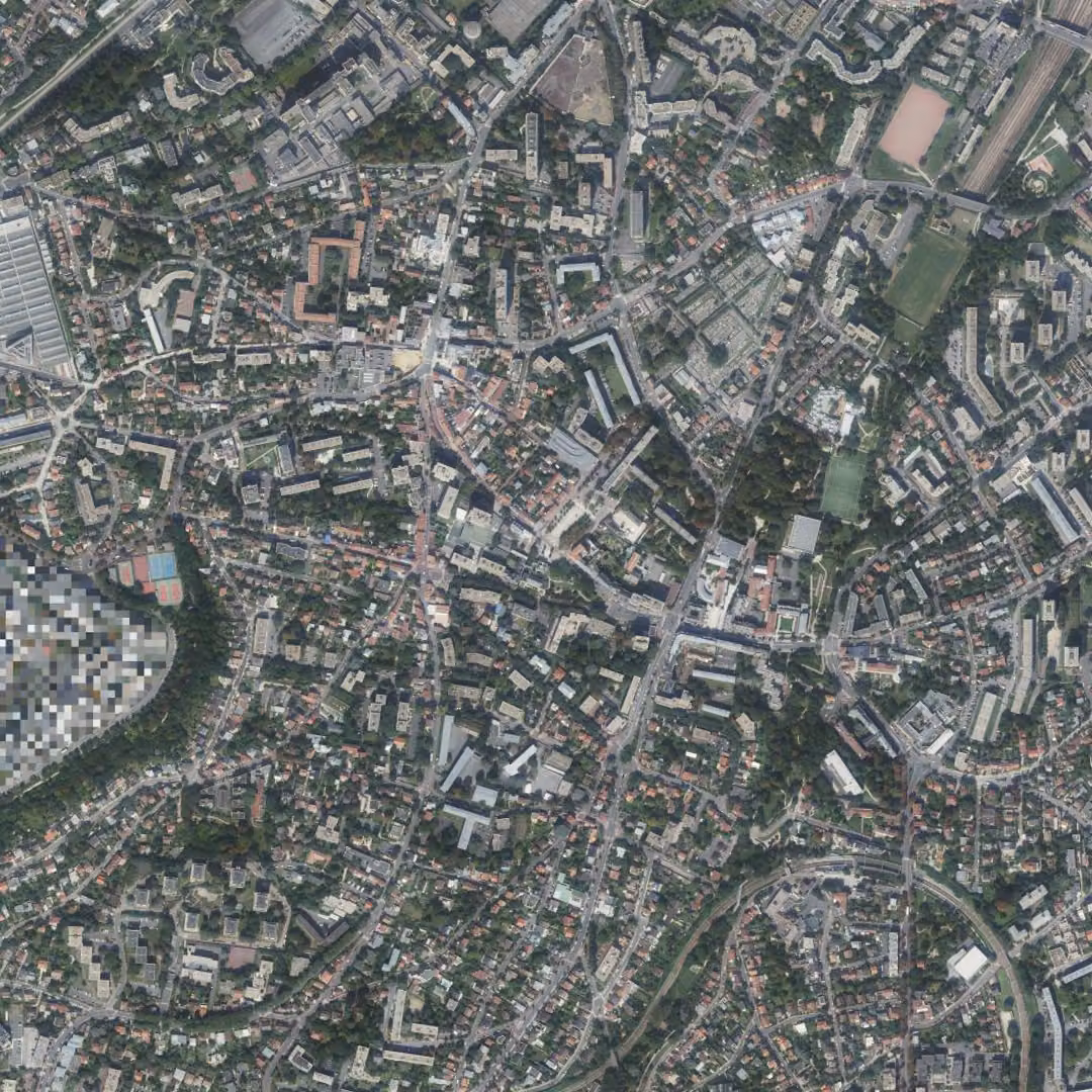 Fontenay-aux-Roses aujourd'hui, le centre vu du ciel