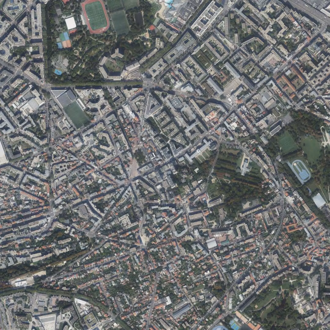 Issy-les-Moulineaux aujourd'hui, le centre vu du ciel