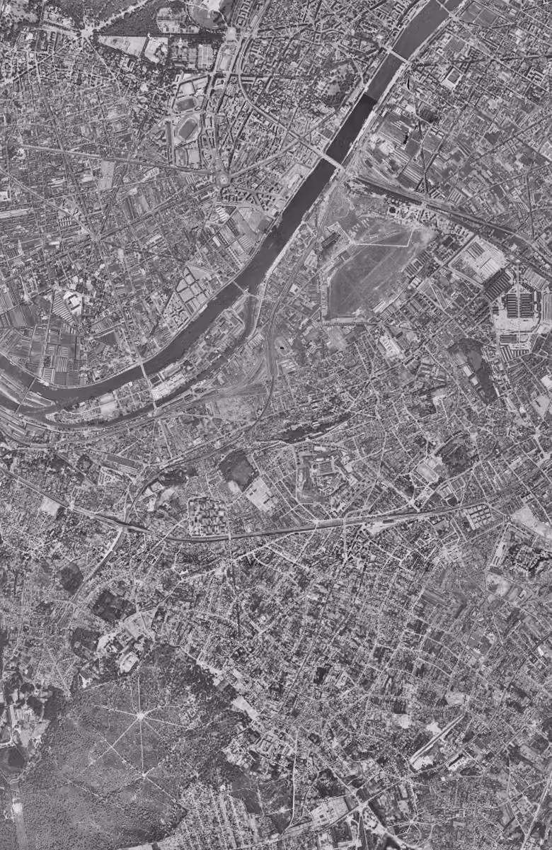 Issy-les-Moulineaux en 1949, le territoire vu du ciel, au même cadrage