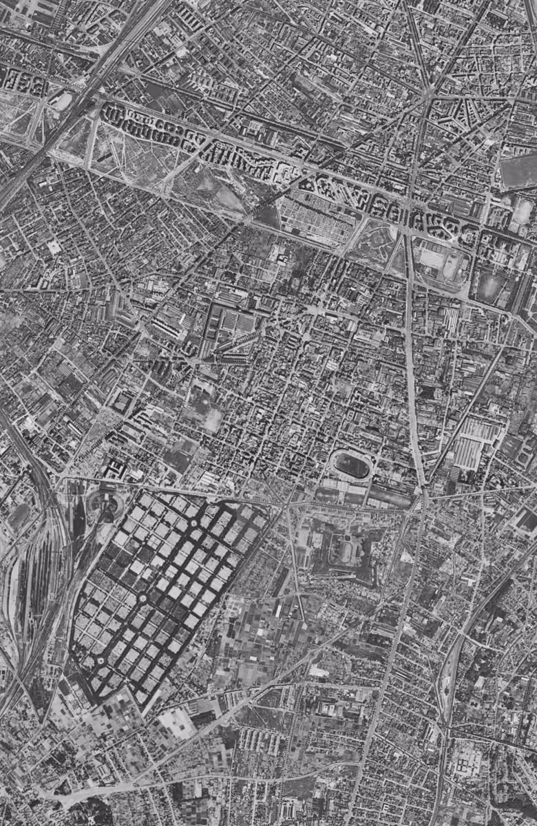 Montrouge en 1949, le territoire vu du ciel, au même cadrage