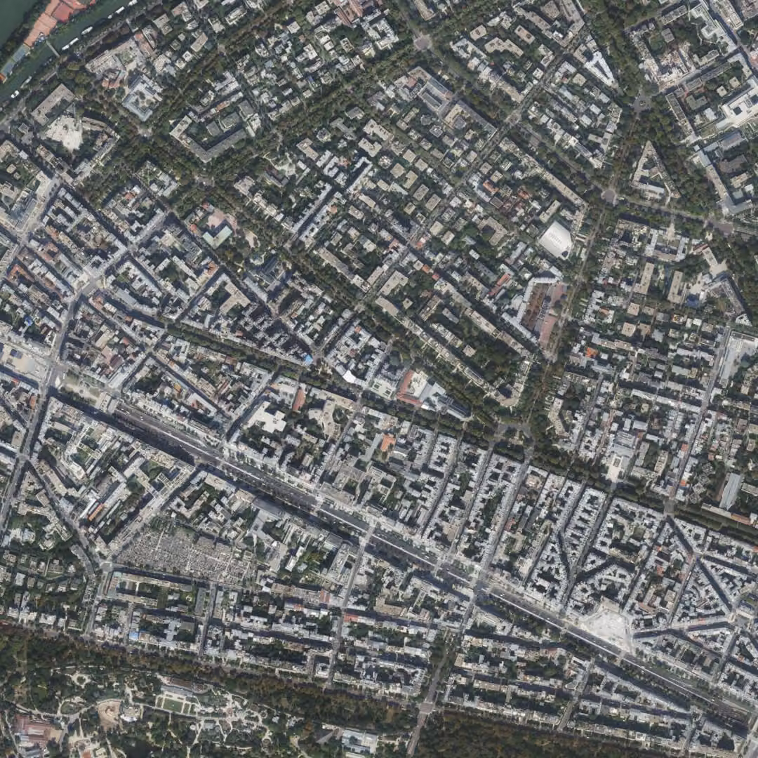 Neuilly-sur-Seine aujourd'hui, le centre vu du ciel