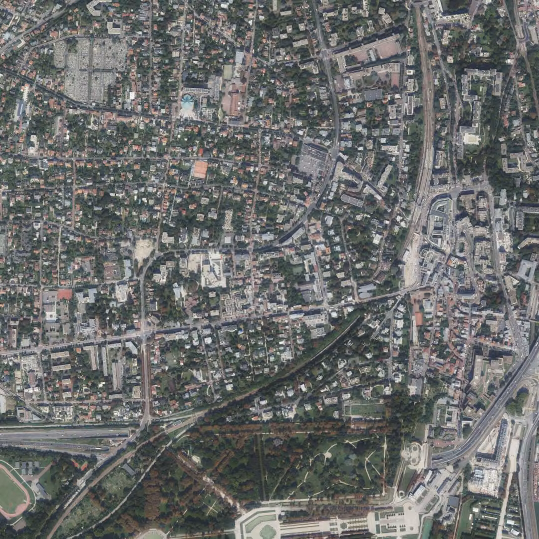 Saint-Cloud aujourd'hui, le centre vu du ciel