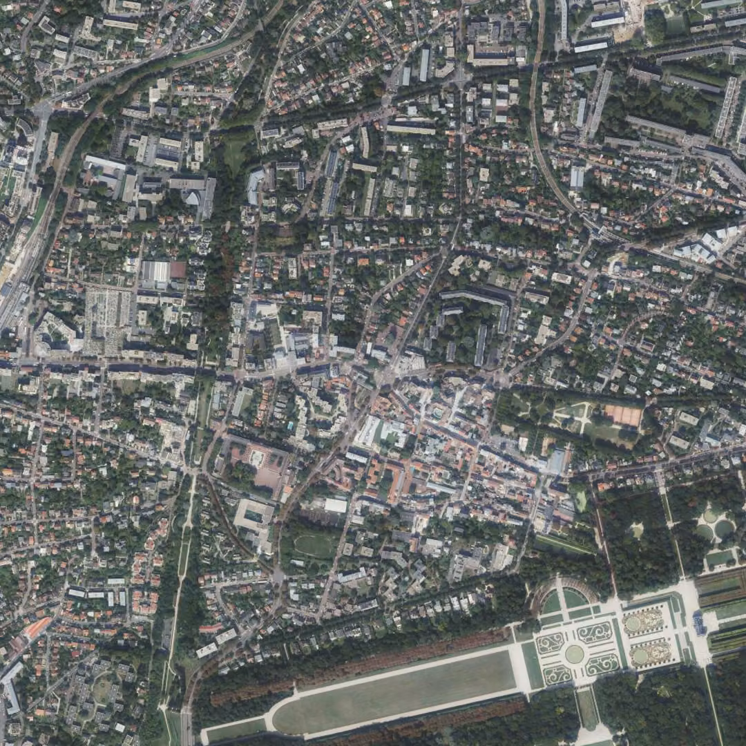 Sceaux aujourd'hui, le centre vu du ciel