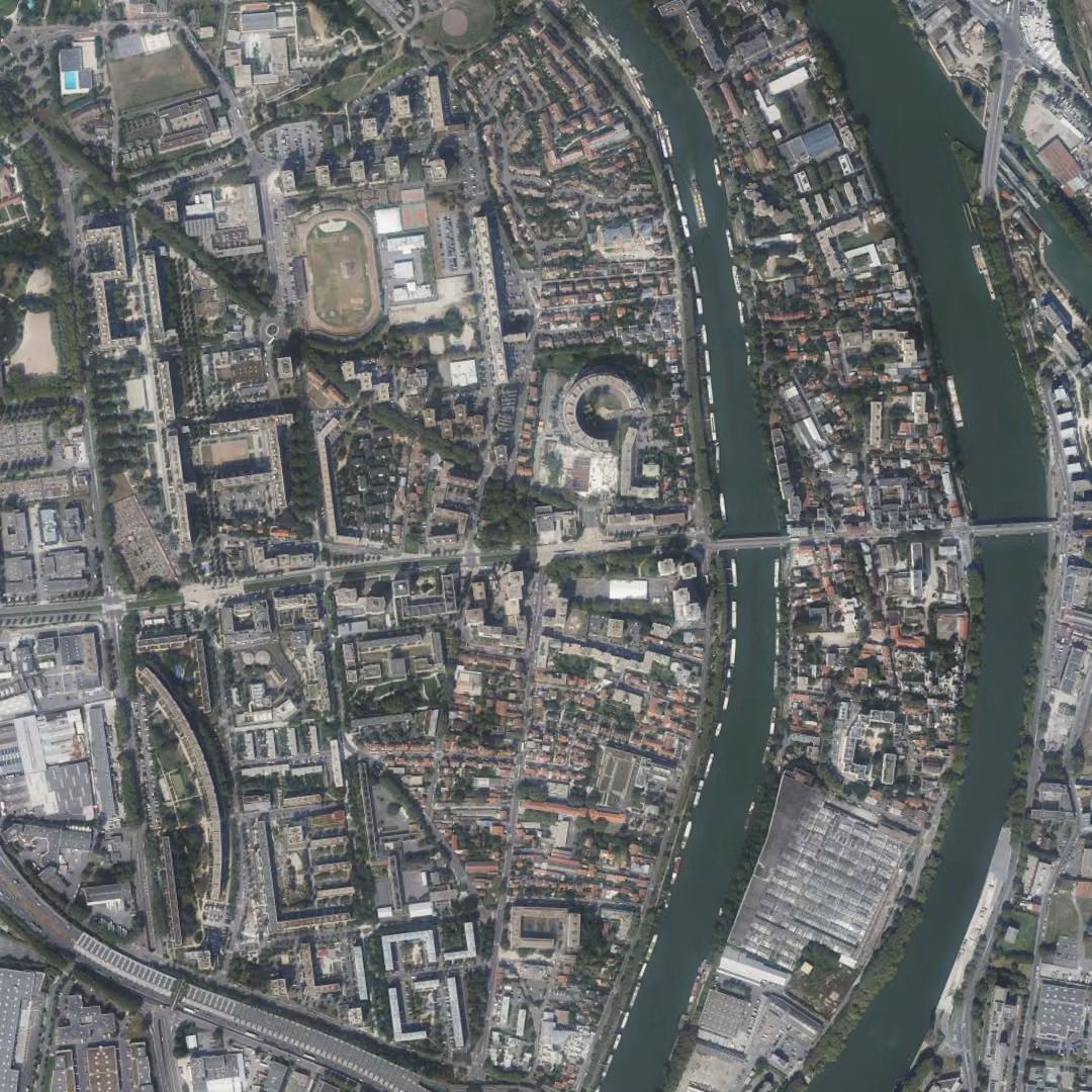 Villeneuve-la-Garenne aujourd'hui, le centre vu du ciel
