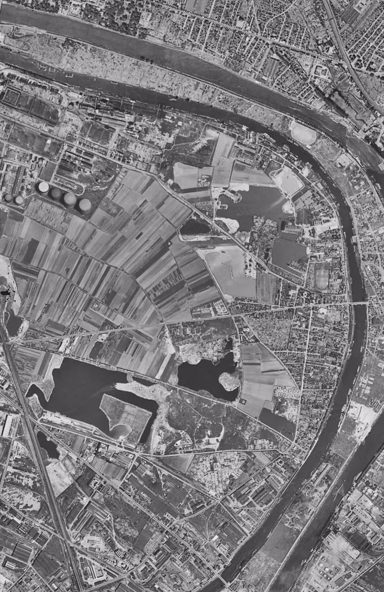 Villeneuve-la-Garenne en 1949, le territoire vu du ciel, au même cadrage
