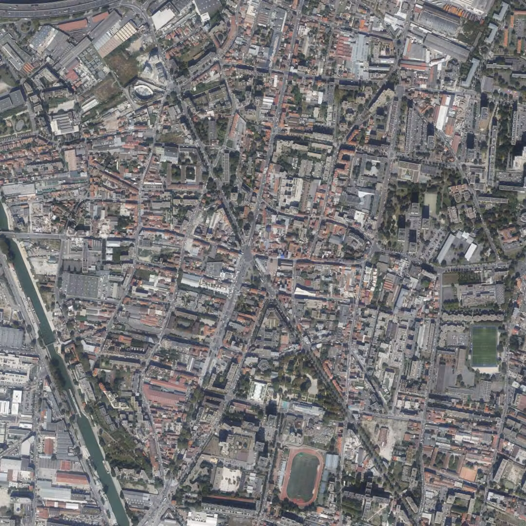Aubervilliers aujourd'hui, le centre vu du ciel