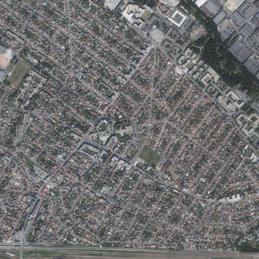 Le Blanc-Mesnil aujourd'hui, le centre vu du ciel