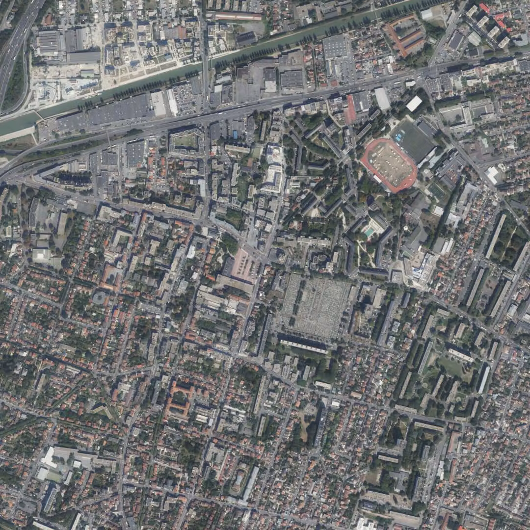 Bondy aujourd'hui, le centre vu du ciel