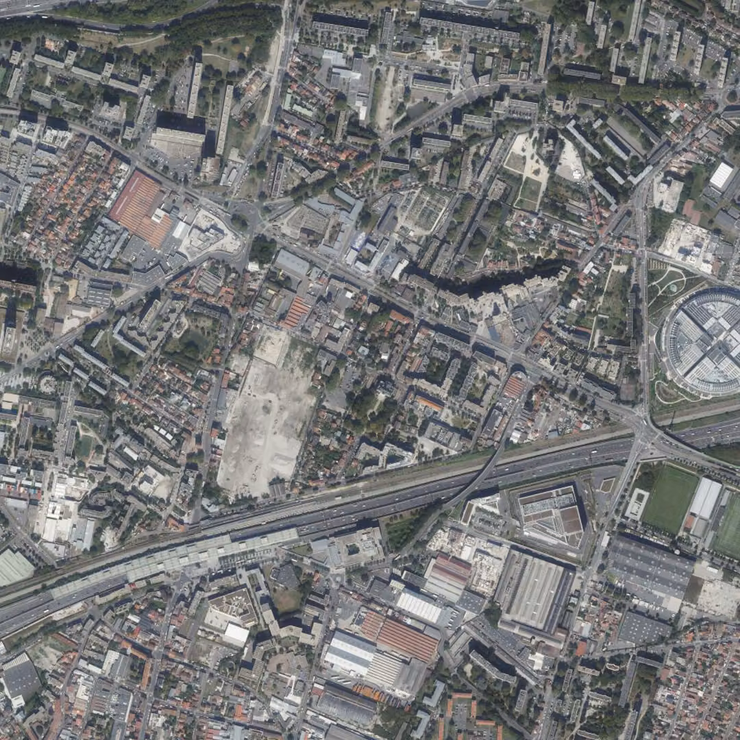 La Courneuve aujourd'hui, le centre vu du ciel