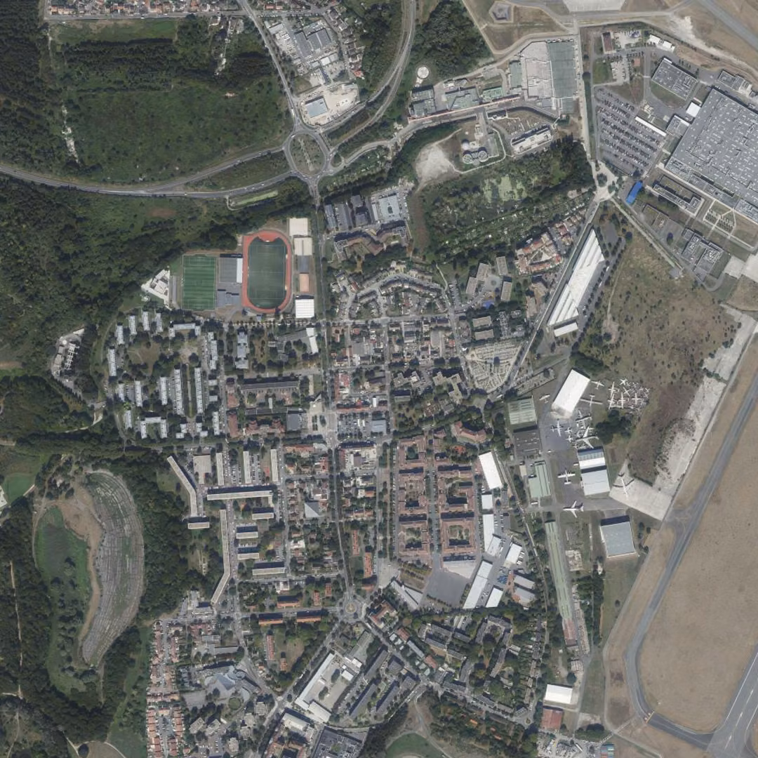 Dugny aujourd'hui, le centre vu du ciel