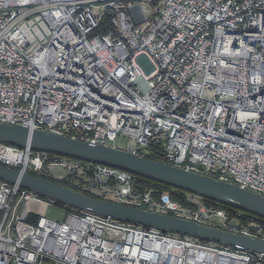 Épinay-sur-Seine aujourd'hui, le centre vu du ciel
