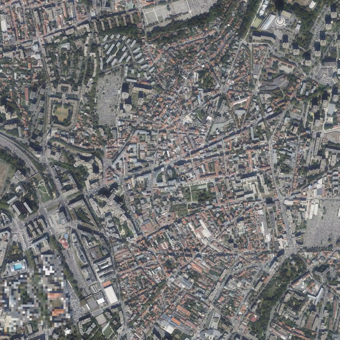 Les Lilas aujourd'hui, le centre vu du ciel