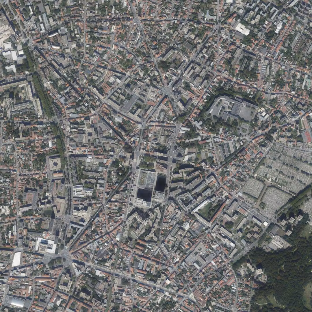 Montreuil aujourd'hui, le centre vu du ciel