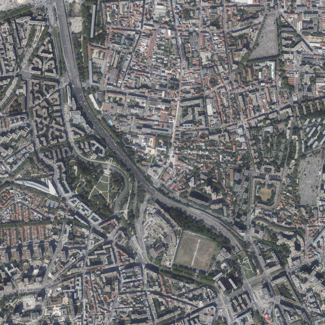 Le Pré-Saint-Gervais aujourd'hui, le centre vu du ciel