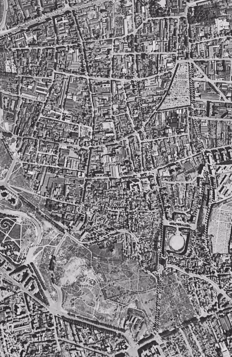 Le Pré-Saint-Gervais en 1949, le territoire vu du ciel, au même cadrage