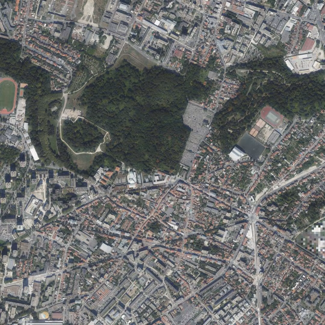 Romainville aujourd'hui, le centre vu du ciel