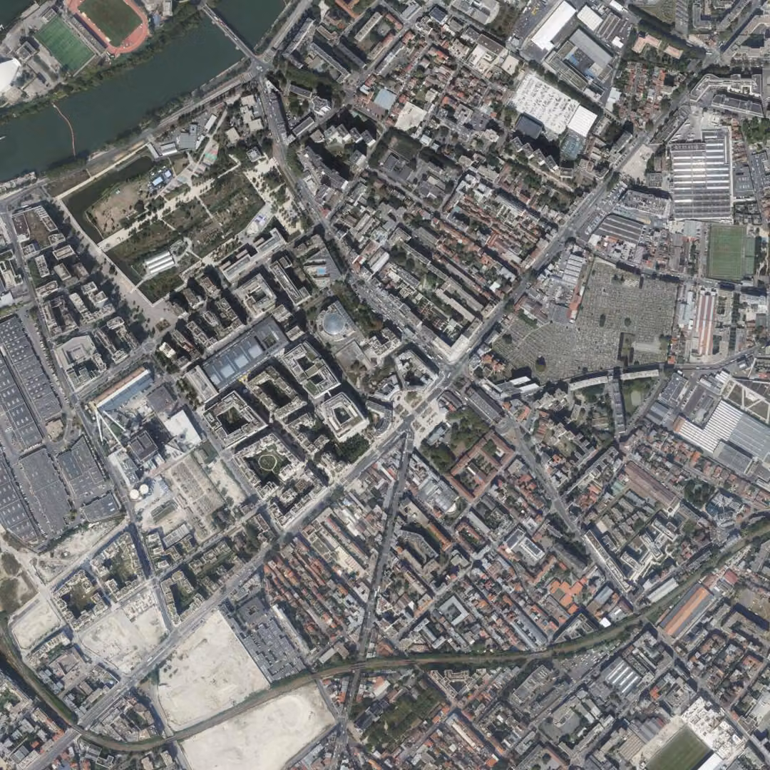 Saint-Ouen-sur-Seine aujourd'hui, le centre vu du ciel