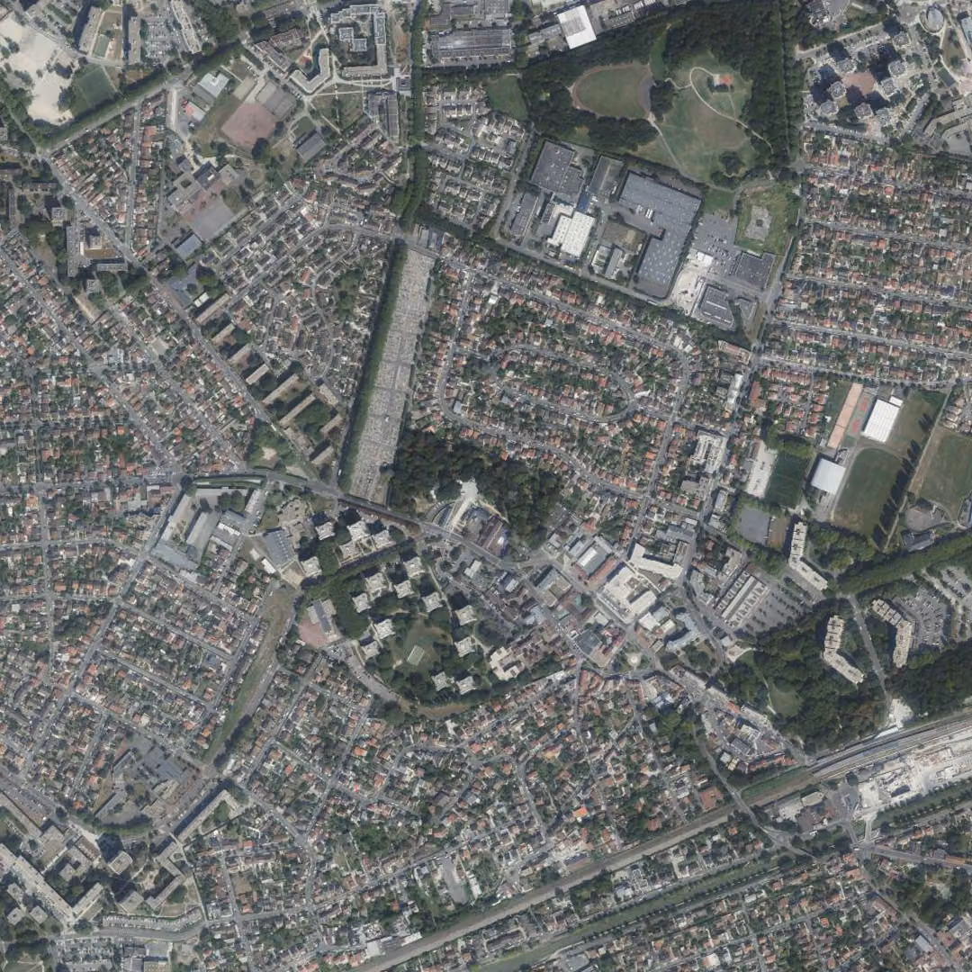 Sevran aujourd'hui, le centre vu du ciel