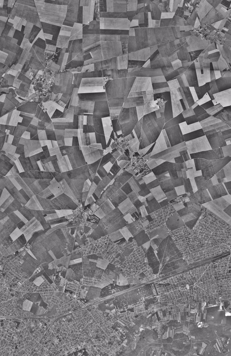 Tremblay-en-France en 1949, le territoire vu du ciel, au même cadrage