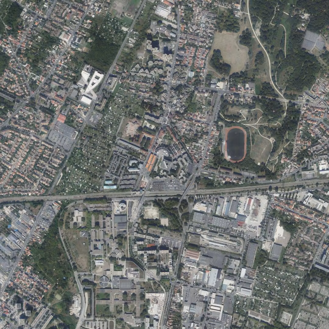 Villetaneuse aujourd'hui, le centre vu du ciel