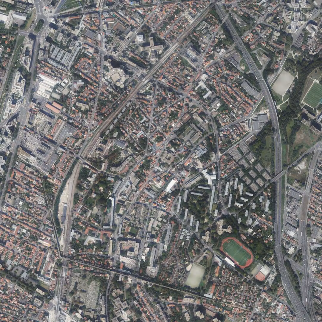 Arcueil aujourd'hui, le centre vu du ciel