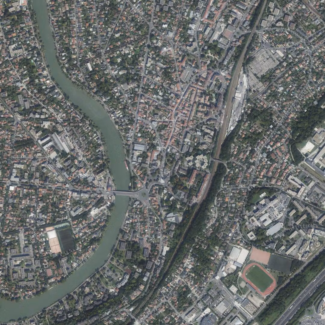 Bry-sur-Marne aujourd'hui, le centre vu du ciel