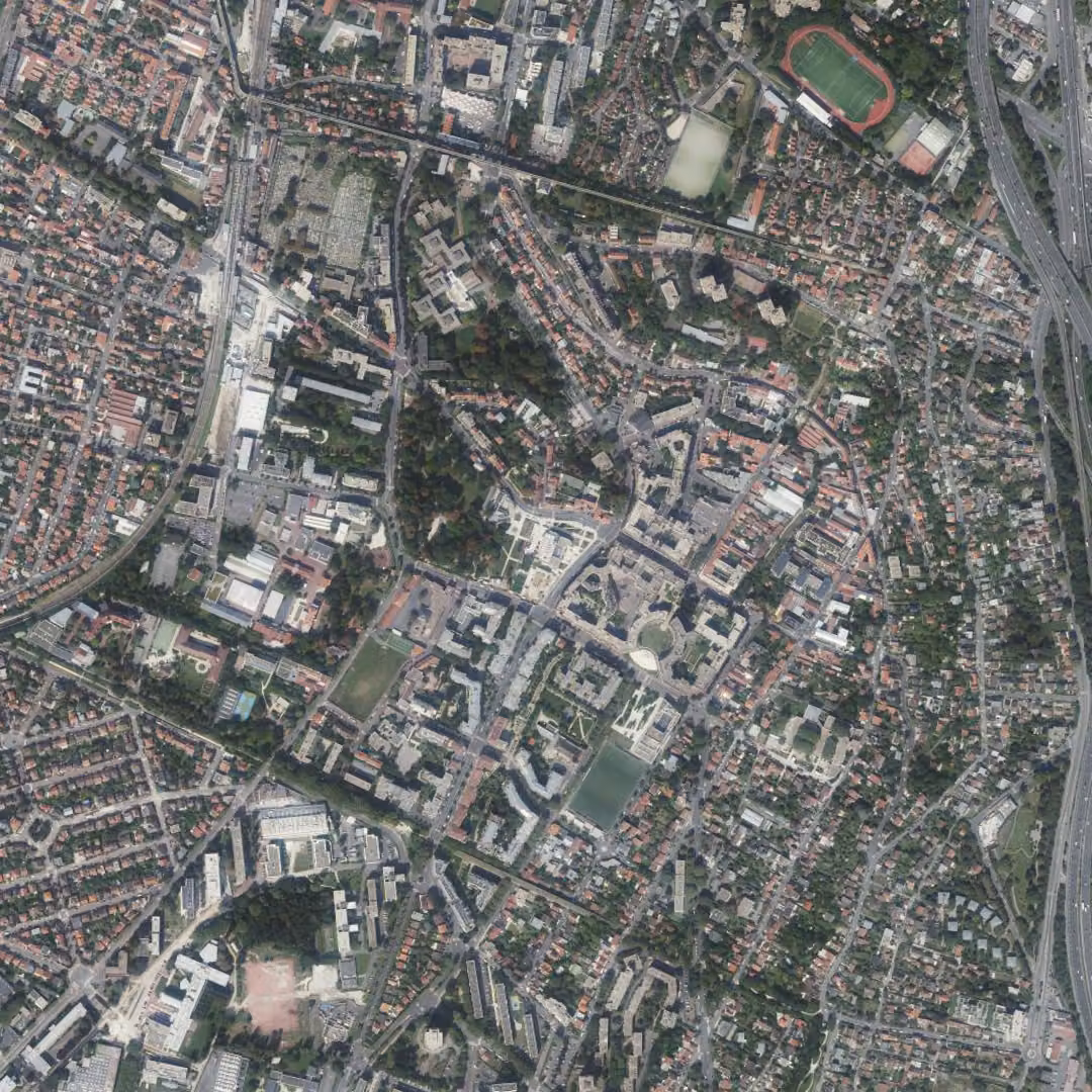 Cachan aujourd'hui, le centre vu du ciel