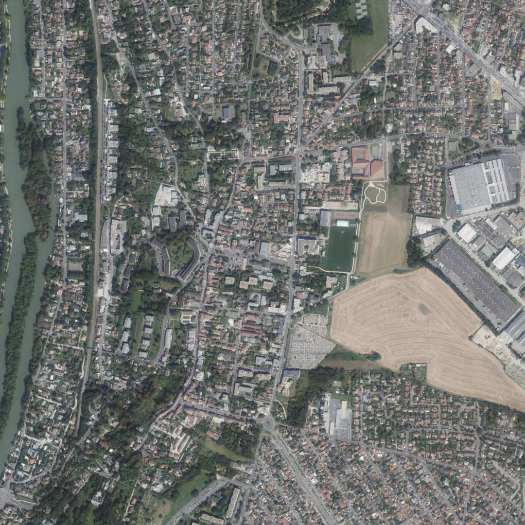 Chennevières-sur-Marne aujourd'hui, le centre vu du ciel