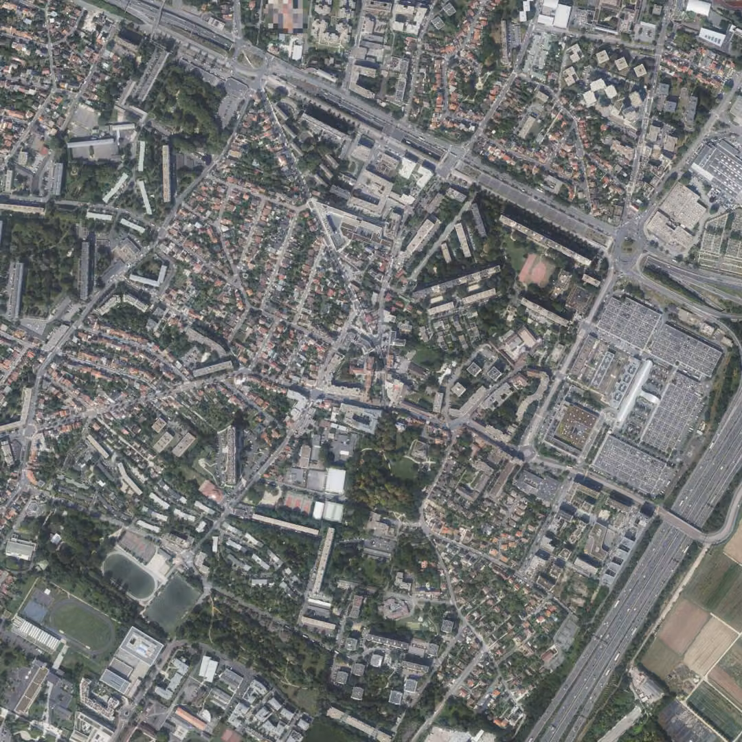 Fresnes aujourd'hui, le centre vu du ciel