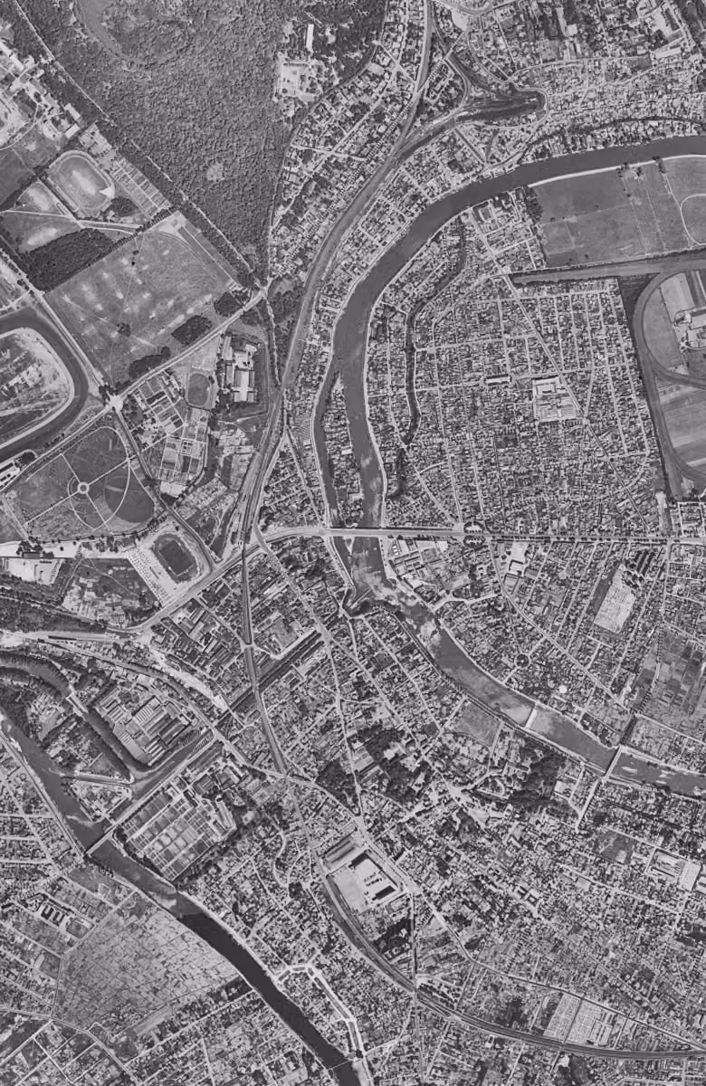 Joinville-le-Pont en 1949, le territoire vu du ciel, au même cadrage