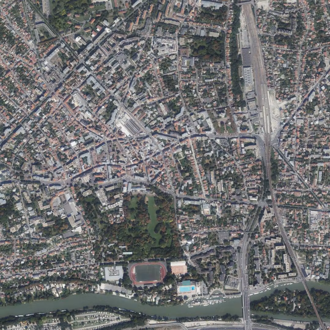 Nogent-sur-Marne aujourd'hui, le centre vu du ciel