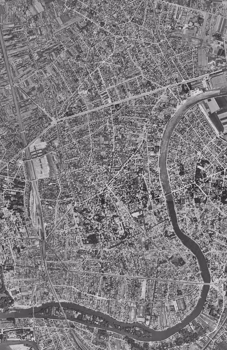 Le Perreux-sur-Marne en 1949, le territoire vu du ciel, au même cadrage