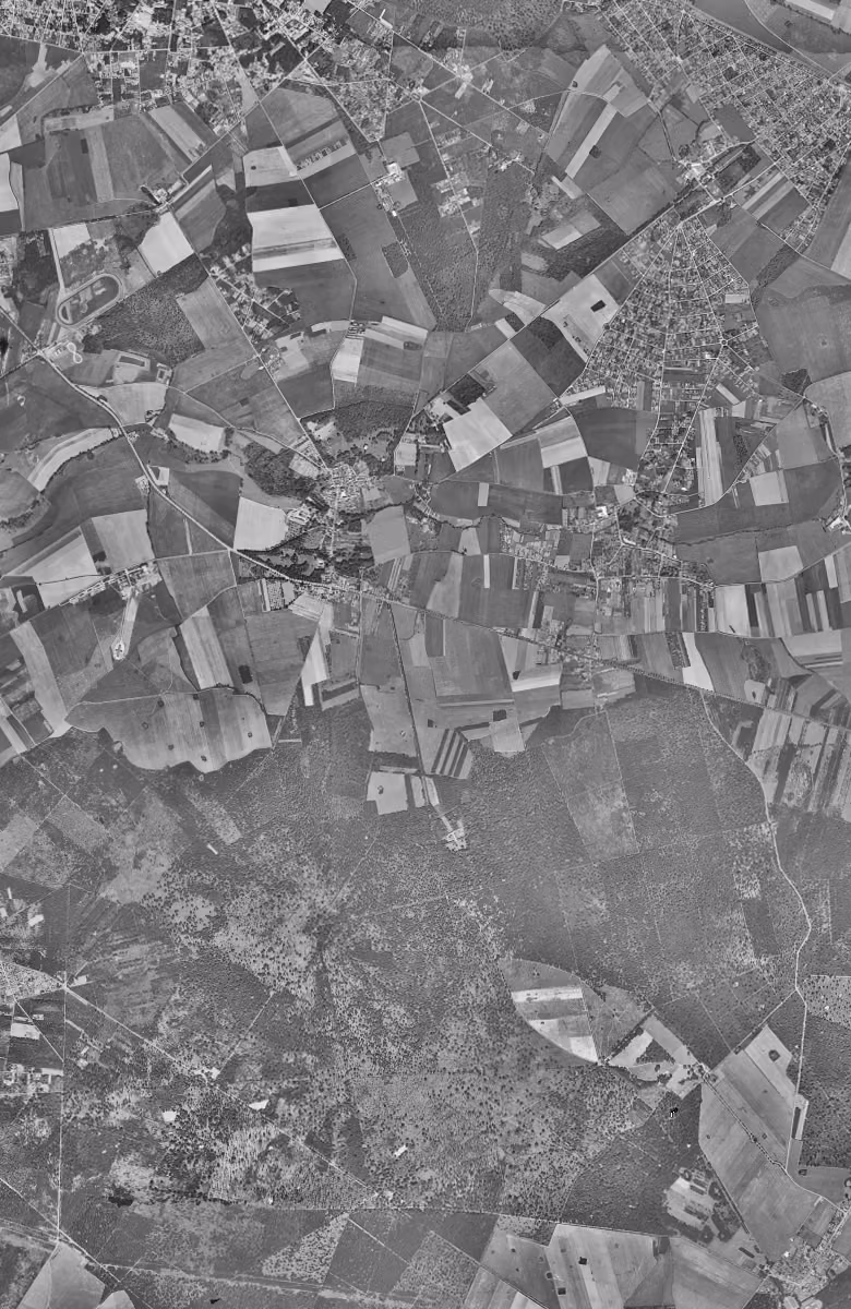La Queue-en-Brie en 1949, le territoire vu du ciel, au même cadrage