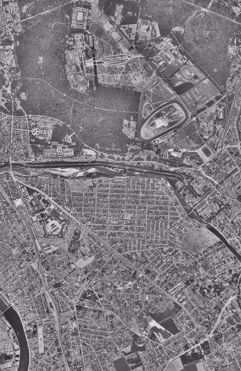 Saint-Maurice en 1949, le territoire vu du ciel, au même cadrage