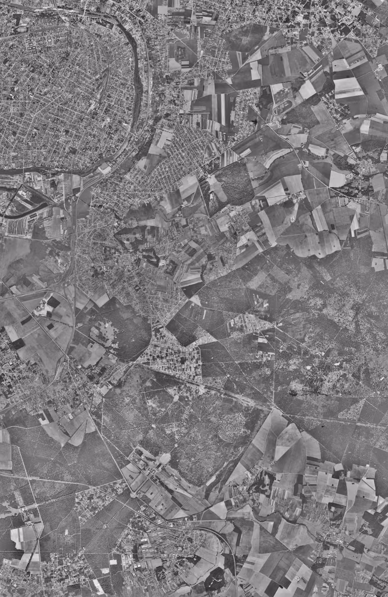 Sucy-en-Brie en 1949, le territoire vu du ciel, au même cadrage