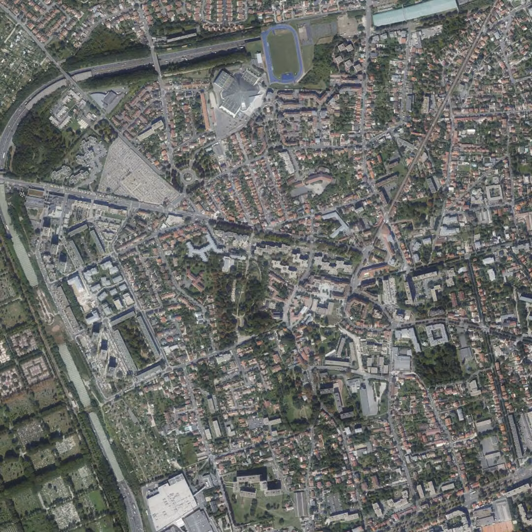 Thiais aujourd'hui, le centre vu du ciel