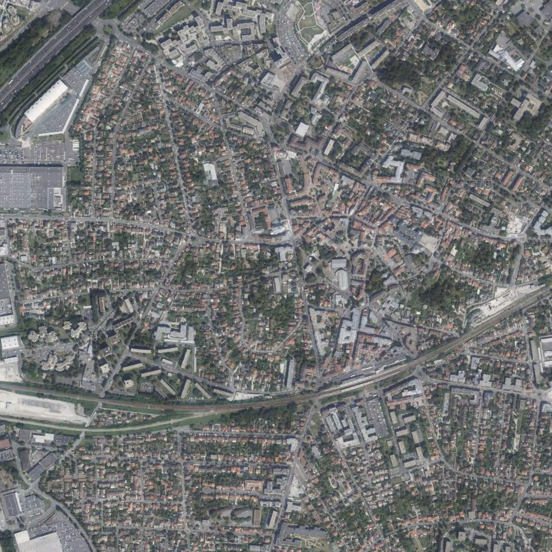 Villiers-sur-Marne aujourd'hui, le centre vu du ciel
