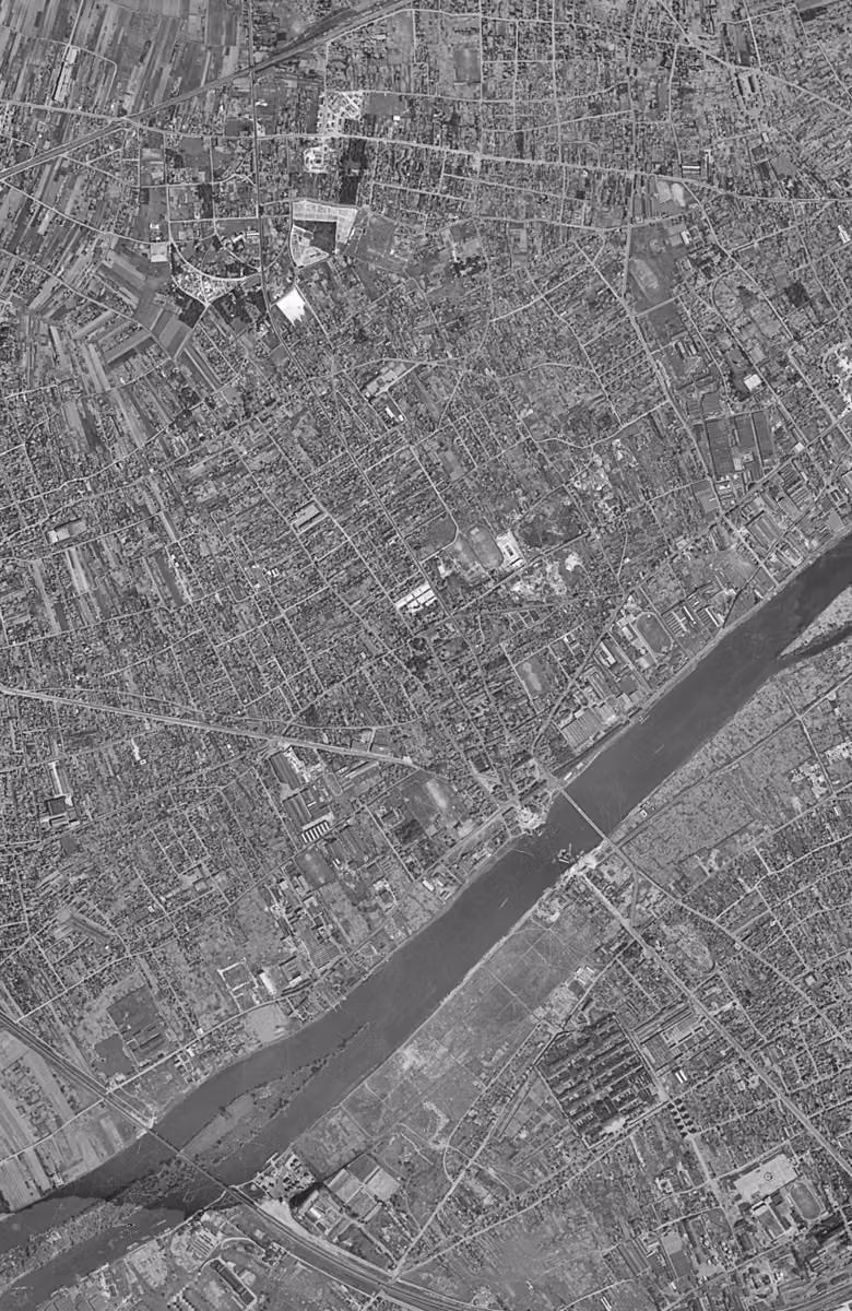 Bezons en 1949, le territoire vu du ciel, au même cadrage