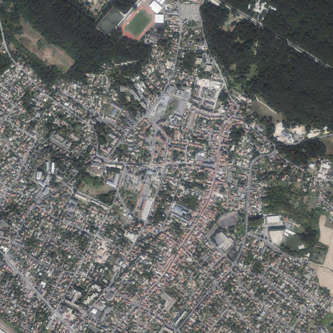 Cormeilles-en-Parisis aujourd'hui, le centre vu du ciel