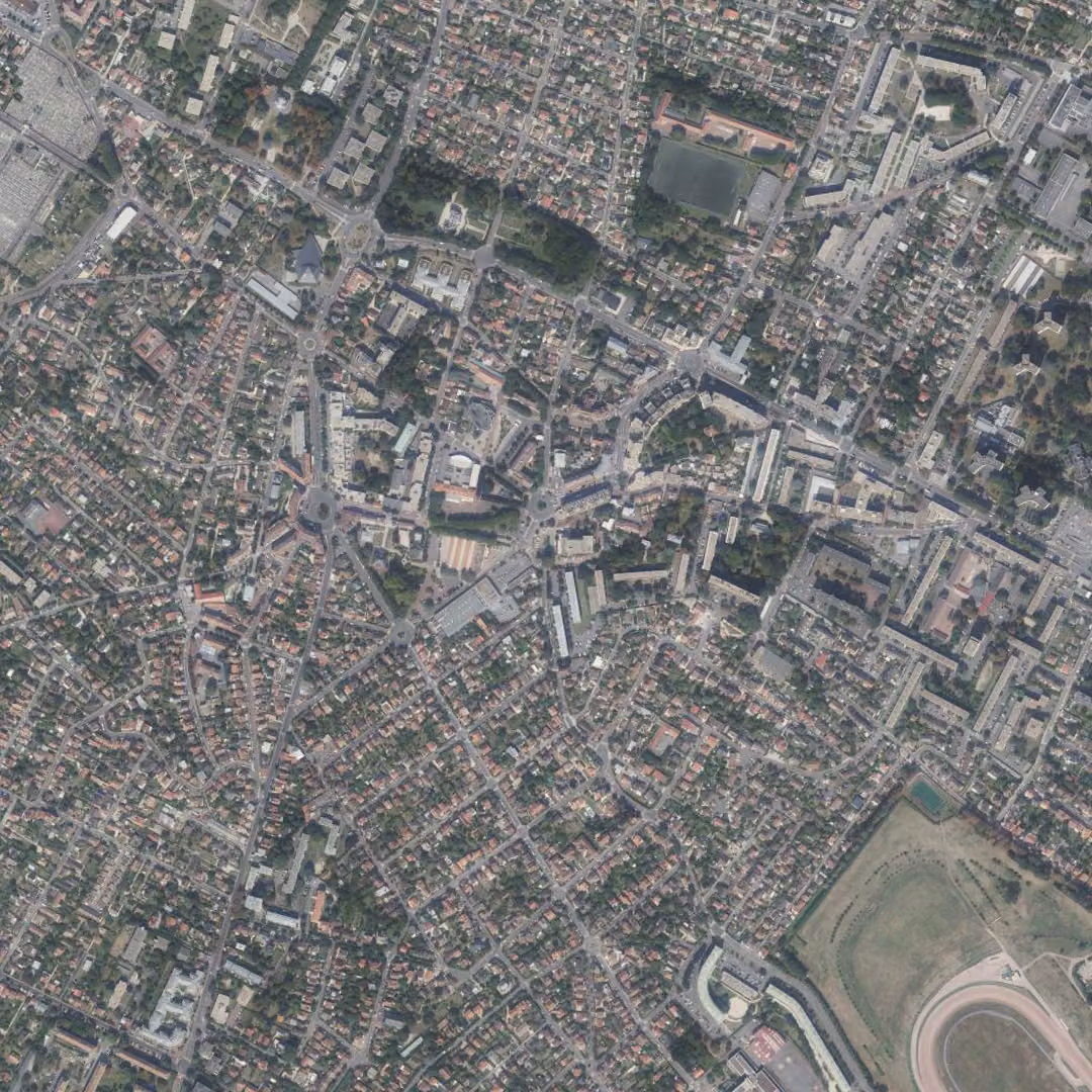 Eaubonne aujourd'hui, le centre vu du ciel