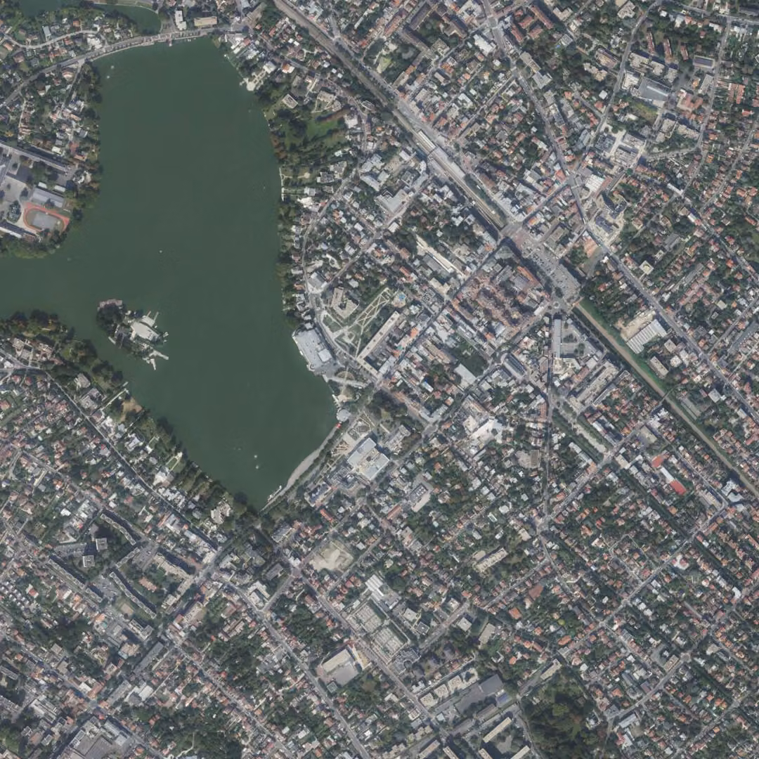 Enghien-les-Bains aujourd'hui, le centre vu du ciel