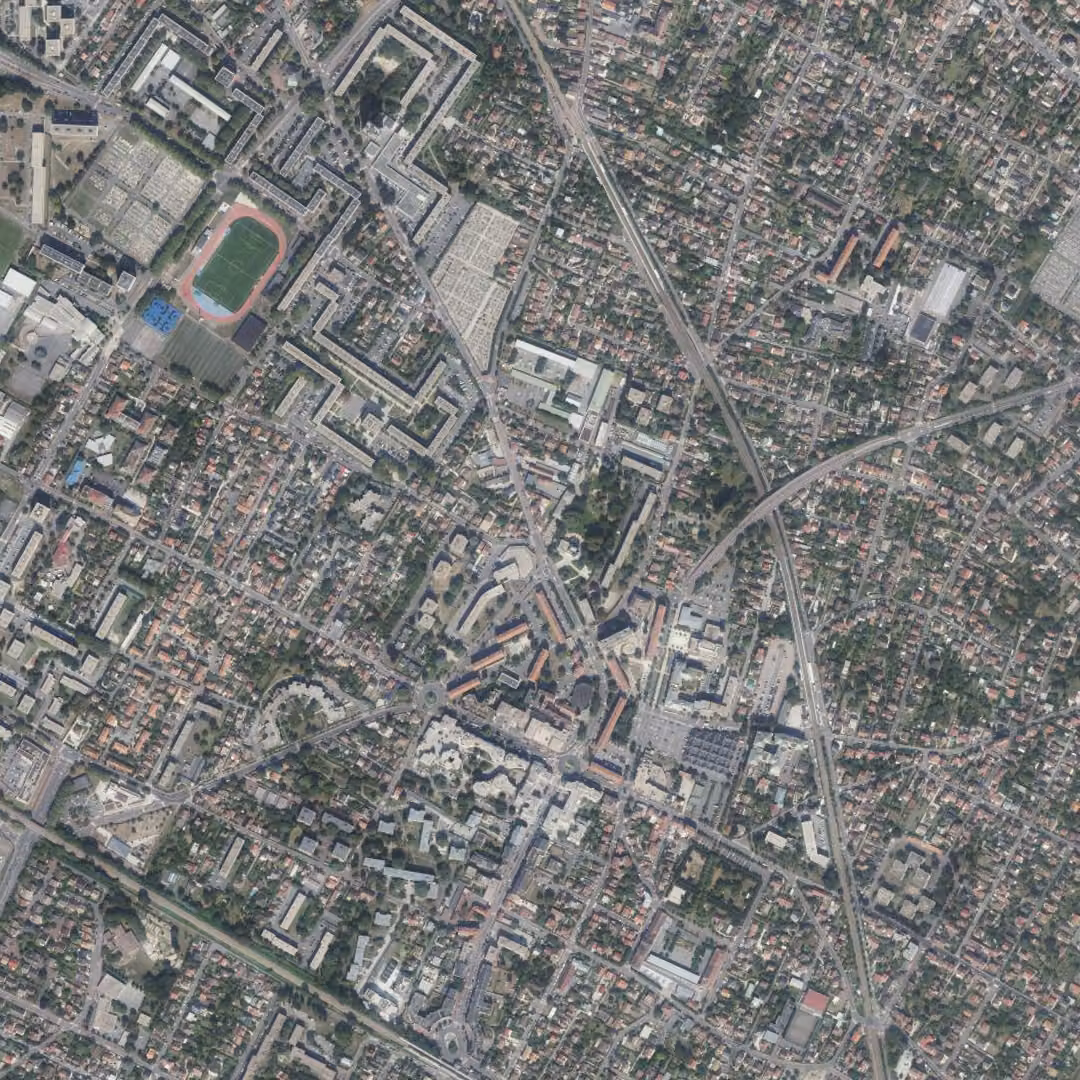 Ermont aujourd'hui, le centre vu du ciel