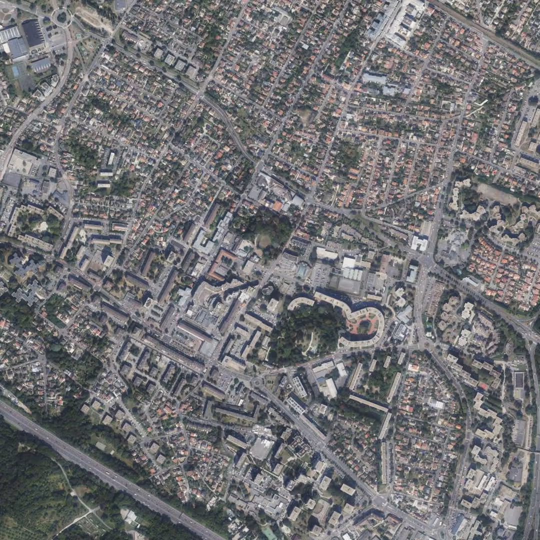 Franconville aujourd'hui, le centre vu du ciel