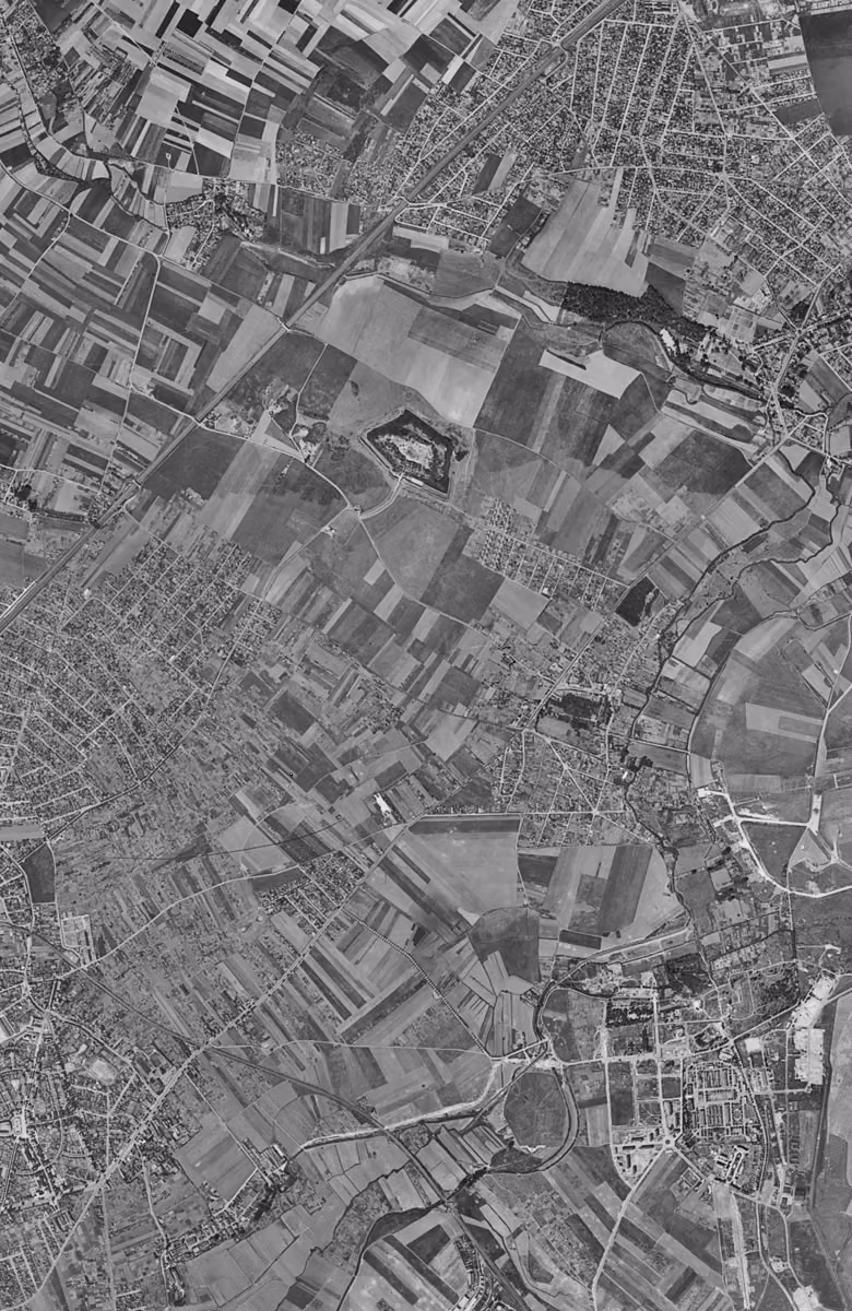 Garges-lès-Gonesse en 1949, le territoire vu du ciel, au même cadrage
