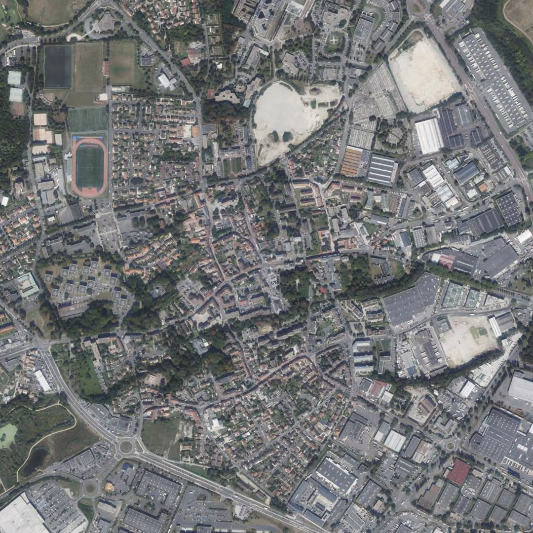 Gonesse aujourd'hui, le centre vu du ciel