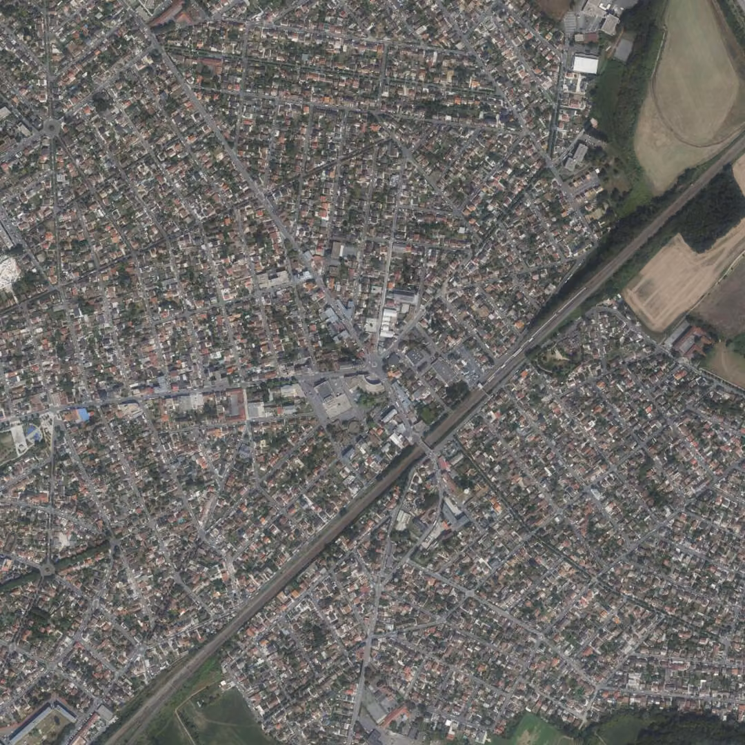 Goussainville aujourd'hui, le centre vu du ciel