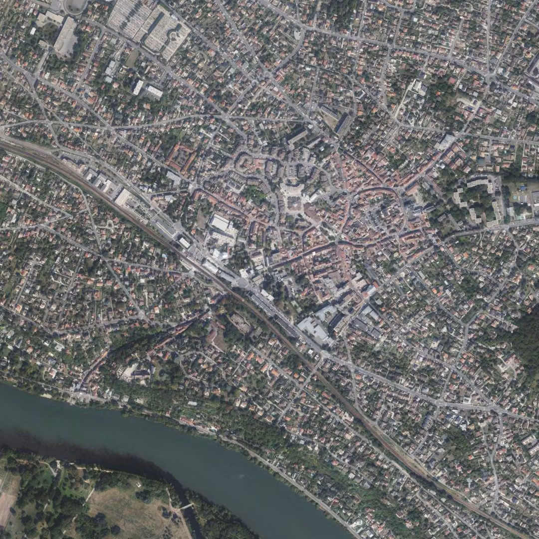 Herblay-sur-Seine aujourd'hui, le centre vu du ciel