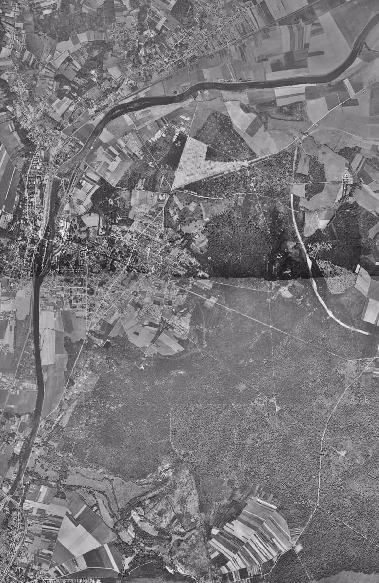 L'Isle-Adam en 1949, le territoire vu du ciel, au même cadrage