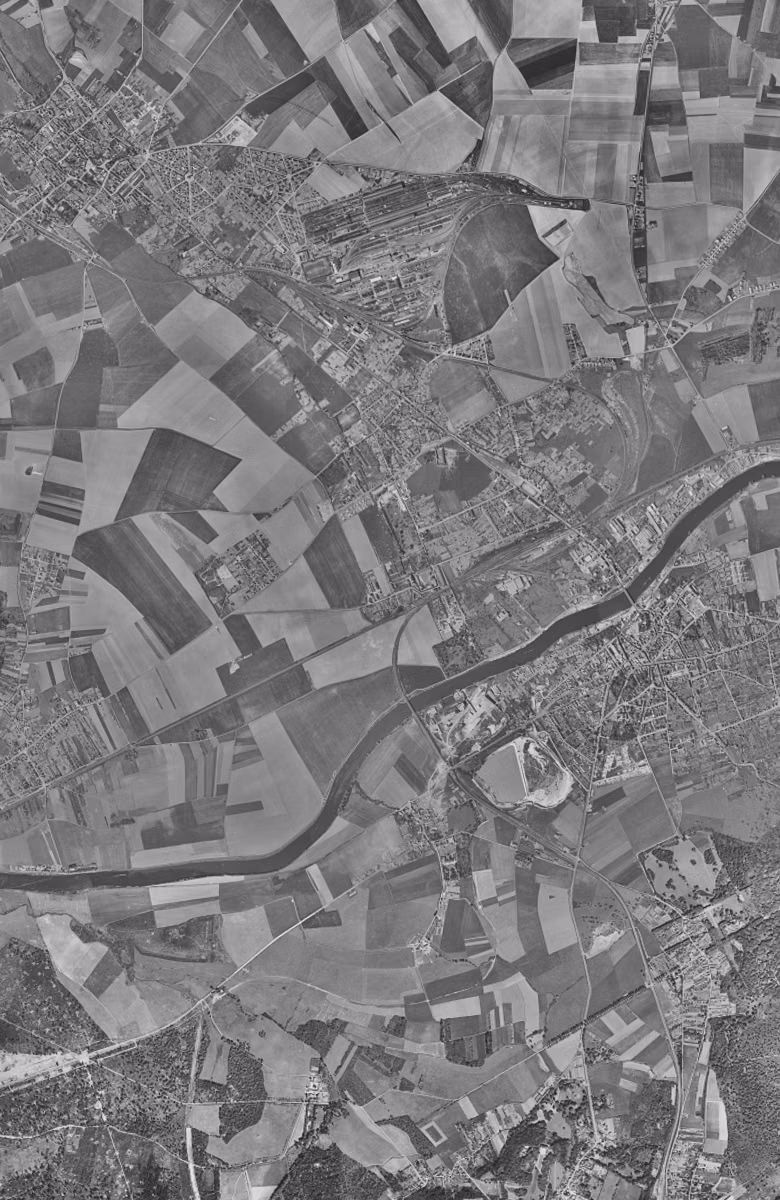 Persan en 1955, le territoire vu du ciel, au même cadrage
